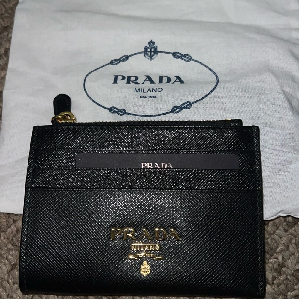 Prada Saffiano card case in Black